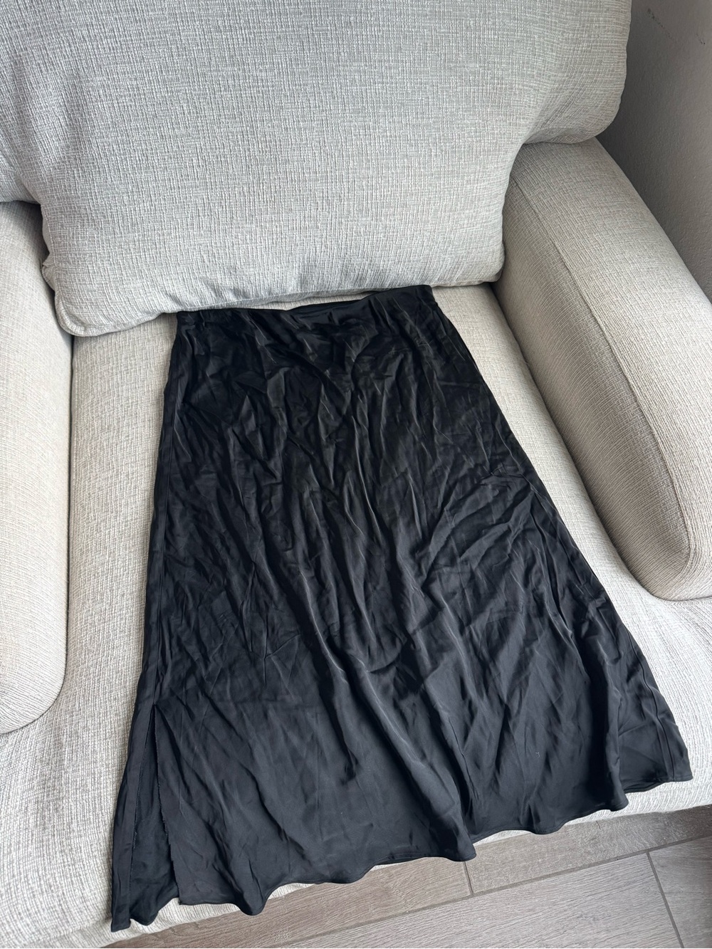 Victoria's Secret Satin Black Midi Skirt